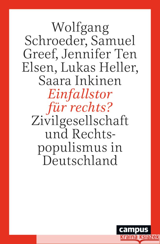 Einfallstor für rechts? Schroeder, Wolfgang, Greef, Samuel, Ten Elsen, Jennifer 9783593515007 Campus Verlag