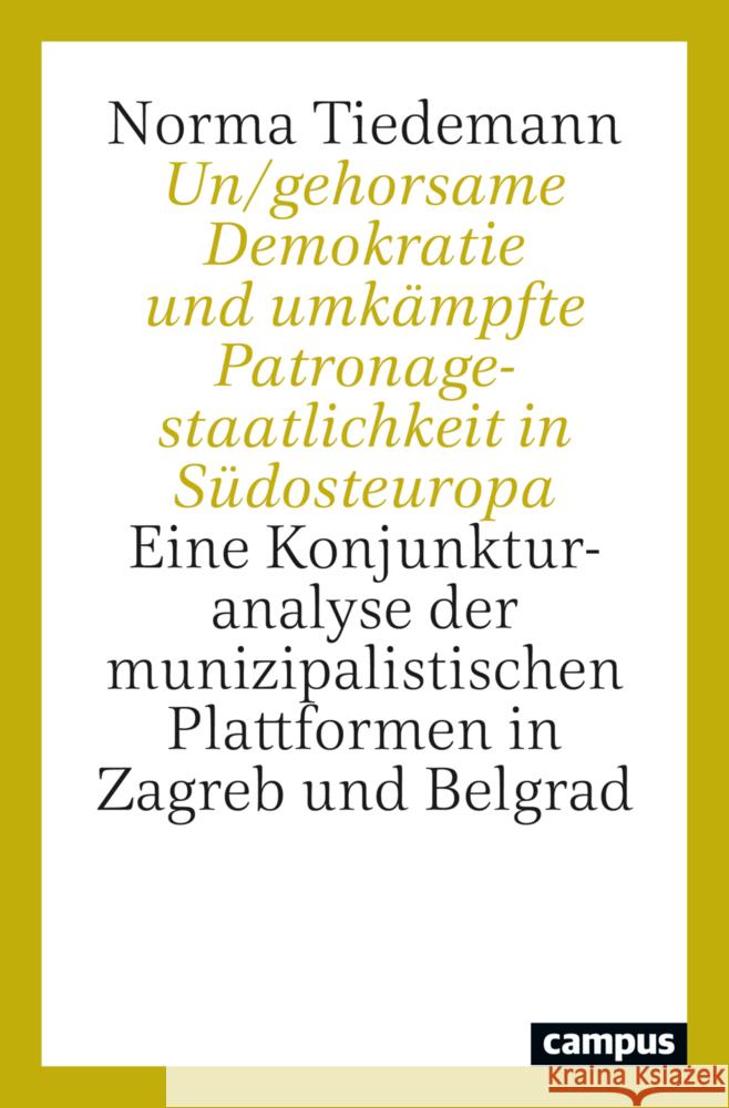 Un/gehorsame Demokratie und umkämpfte Patronagestaatlichkeit in Südosteuropa Tiedemann, Norma 9783593519289 Campus Verlag
