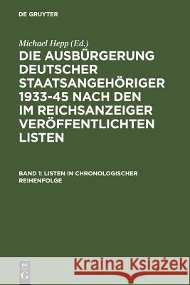 Listen in Chronologischer Reihenfolge / Lists in Chronological Order Hepp, Michael 9783598105388 K. G. Saur