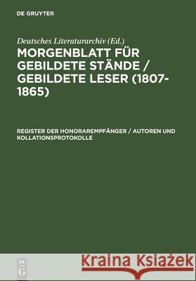 Register der Honorarempfänger / Autoren und Kollationsprotokolle Ulrich Ott 9783598325359 Walter de Gruyter & Co