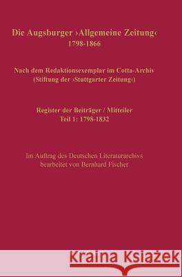 Register der Beiträger / Mitteiler Fischer, Bernhard 9783598349737