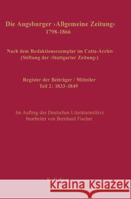 Register der Beiträger / Mitteiler Fischer, Bernhard 9783598349744