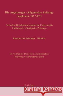 Register der Beiträger / Mitteiler Fischer, Bernhard 9783598349775