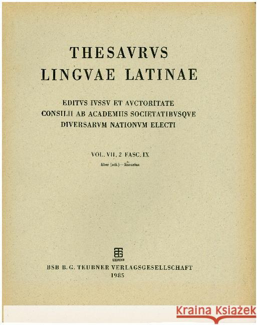 Liber - Linearius Thesaurusbüro München 9783598701016