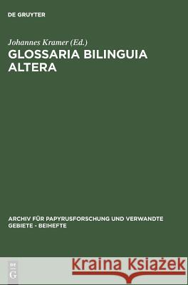 Glossaria bilinguia altera Kramer, Johannes 9783598775420