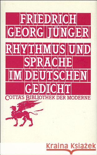 Rhythmus und Sprache im deutschen Gedicht Jünger, Friedrich G. 9783608954890 Klett-Cotta