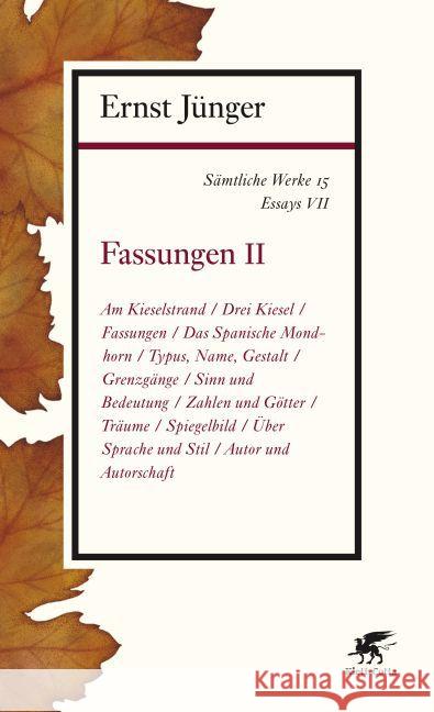 Fassungen. Tl.2 Jünger, Ernst 9783608963151