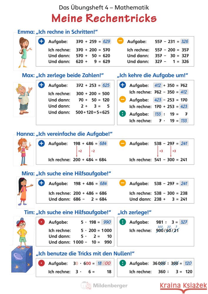 Das Übungsheft Mathematik 4 - Überarbeitete Neuauflage - Poster Meine Rechentricks Simon, Nina, Simon, Hendrik, tiff.any GmbH 9783619457564 Mildenberger