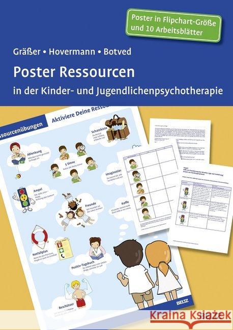 Poster Ressourcen in der Kinder- und Jugendlichenpsychotherapie : Poster in Flipchart-Größe und 10 Arbeitsblätter Gräßer, Melanie; Hovermann, Eike; Botved, Annika 9783621284257 Beltz Psychologie