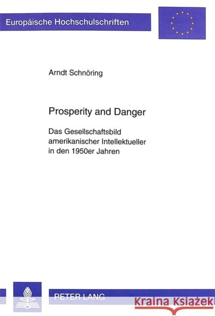Prosperity and Danger: Das Gesellschaftsbild Amerikanischer Intellektueller in Den 1950er Jahren Schnöring, Arndt 9783631356104 Peter Lang Gmbh, Internationaler Verlag Der W
