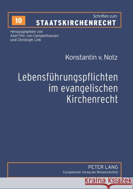 Lebensführungspflichten im evangelischen Kirchenrecht Link, Christoph 9783631500743 Lang, Peter, Gmbh, Internationaler Verlag Der