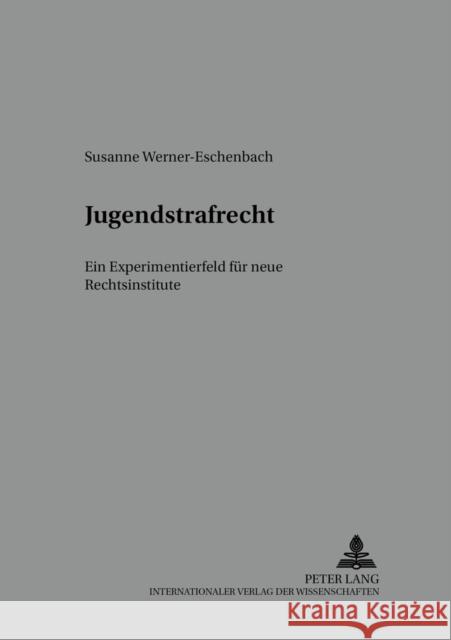 Jugendstrafrecht: Ein Experimentierfeld Fuer Neue Rechtsinstitute Prof Dr Klaus Laubenthal Ri 9783631538104