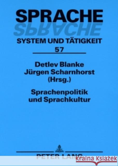 Sprachenpolitik Und Sprachkultur: 2., Durchgesehene Auflage Sommerfeldt, Karl-Ernst 9783631585795