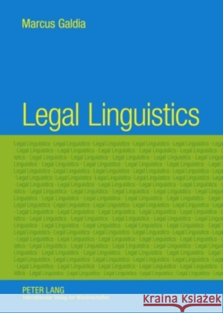 Legal Linguistics  9783631594636 Peter Lang GmbH