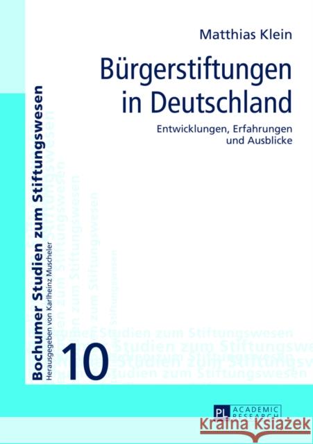 Buergerstiftungen in Deutschland: Entwicklungen, Erfahrungen Und Ausblicke Fundare E V 9783631626795 Peter Lang Gmbh, Internationaler Verlag Der W