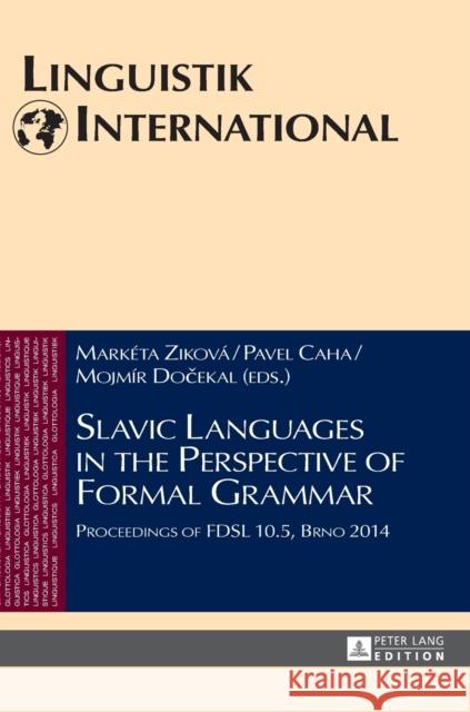 Slavic Languages in the Perspective of Formal Grammar: Proceedings of Fdsl 10.5, Brno 2014 Zybatow, Lew 9783631662519 Peter Lang AG