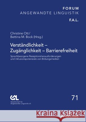 Verständlichkeit - Zugänglichkeit - Barrierefreiheit  9783631900116 Peter Lang
