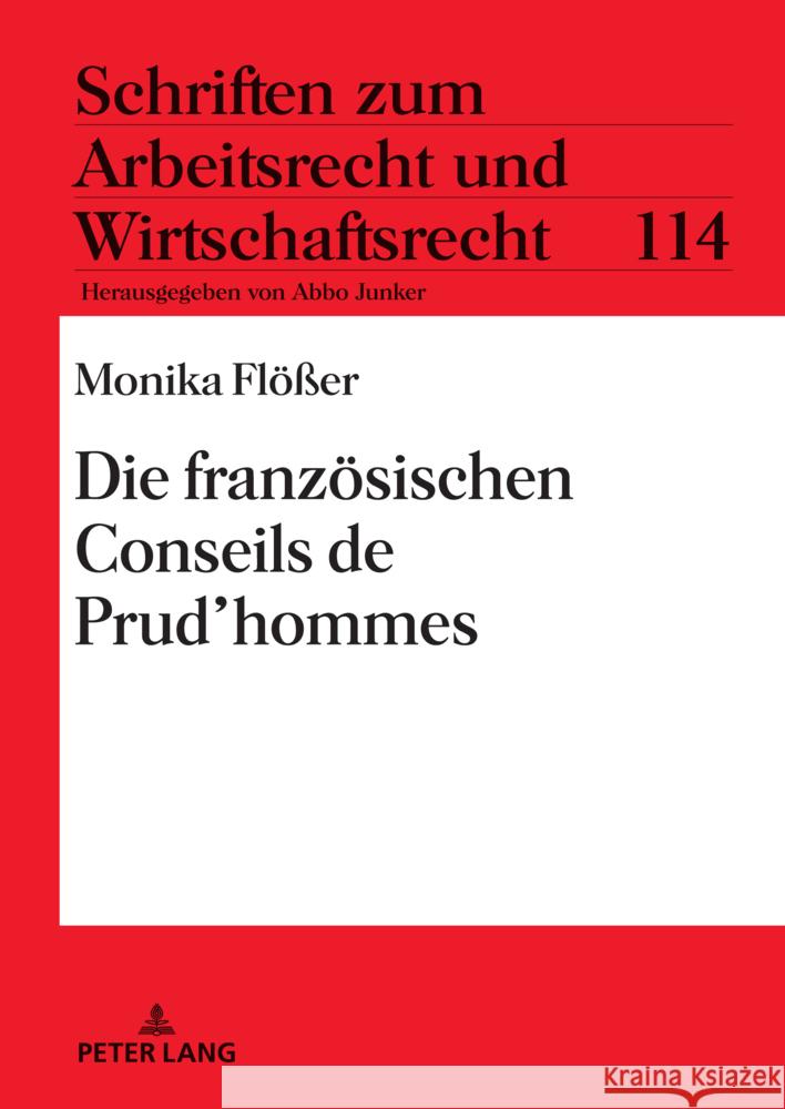 Die franzoesischen Conseils de Prud'hommes Abbo Junker Monika Fl??er 9783631909058 Peter Lang Gmbh, Internationaler Verlag Der W