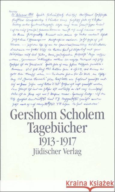 1913-1917 Scholem, Gershom 9783633540914 Jüdischer Verlag im Suhrkamp Verlag