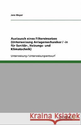 Austausch eines Filtereinsatzes (Unterweisung Anlagemechaniker / -in für Sanitär-, Heizungs- und Klimatechnik) Jens Mayer 9783638597500 Grin Verlag