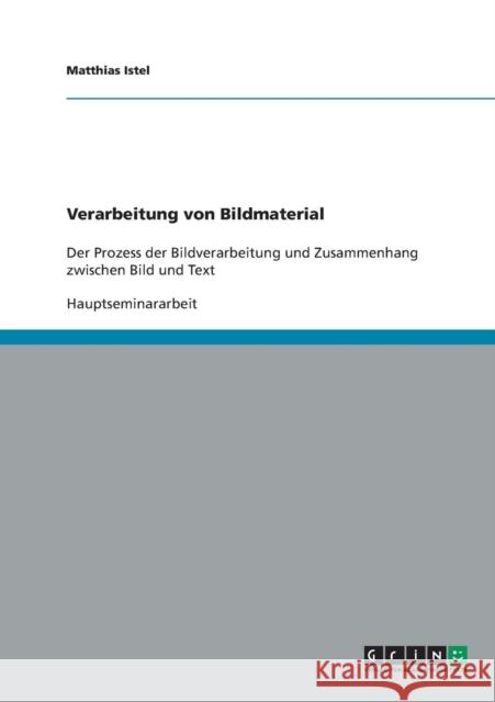 Verarbeitung von Bildmaterial: Der Prozess der Bildverarbeitung und Zusammenhang zwischen Bild und Text Istel, Matthias 9783638652711 Grin Verlag