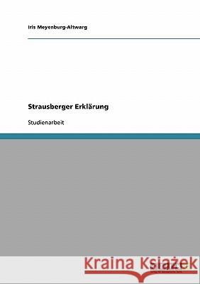 Strausberger Erklärung Meyenburg-Altwarg, Iris 9783638657952 Grin Verlag