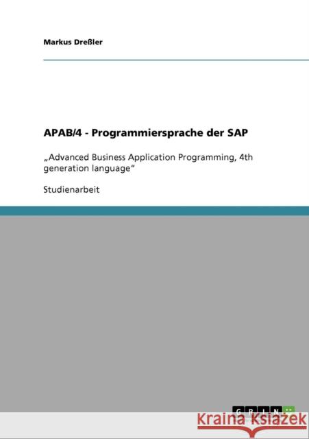 APAB/4 - Programmiersprache der SAP: 