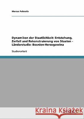 Dynamiken der Staatlichkeit: Entstehung, Zerfall und Rekonstruierung von Staaten - Länderstudie: Bosnien-Herzegowina Marcus Puknatis 9783638678452 Grin Verlag
