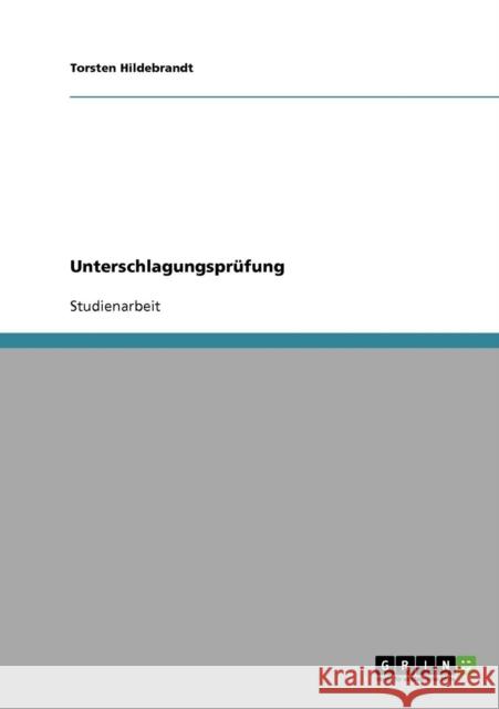 Unterschlagungsprüfung Hildebrandt, Torsten 9783638683814 Grin Verlag