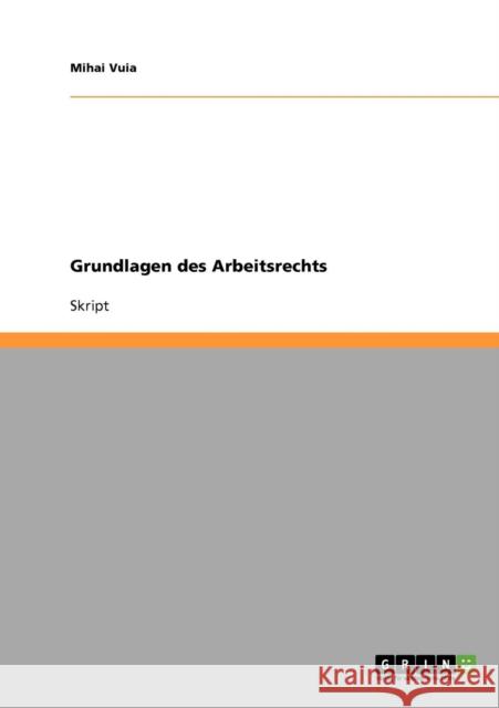 Grundlagen des Arbeitsrechts Mihai Vuia 9783638702492 Grin Verlag