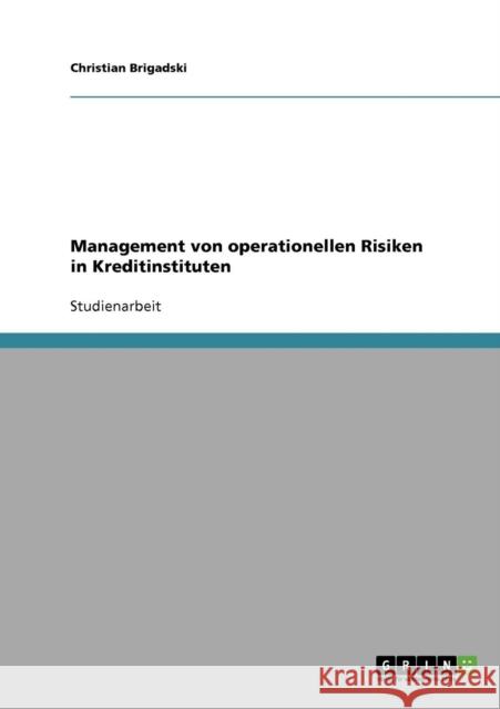 Management von operationellen Risiken in Kreditinstituten Christian Brigadski 9783638708913 Grin Verlag