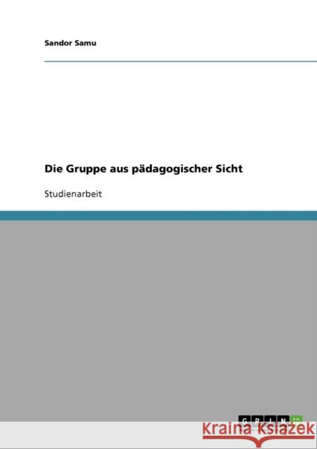 Die Gruppe aus pädagogischer Sicht Samu, Sandor 9783638788267