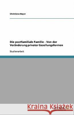 Die postfamiliale Familie - Von der Veränderung privater Gesellungsformen Christiane Bayer 9783638790673 Grin Verlag