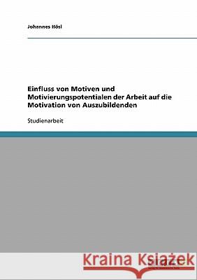 Einfluss von Motiven und Motivierungspotentialen der Arbeit auf die Motivation von Auszubildenden Johannes Hosl 9783638820318 Grin Verlag