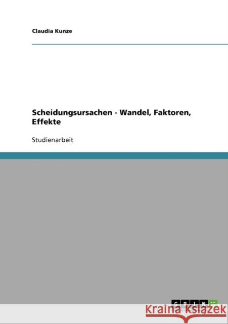 Scheidungsursachen - Wandel, Faktoren, Effekte Claudia Kunze 9783638890977 Grin Verlag