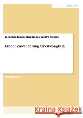 Erhöht Zuwanderung Arbeitslosigkeit? Johannes-Maximilian Brede Sandra Rietzke 9783638937870 Grin Verlag