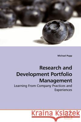 Research and Development Portfolio Management Michael Popp 9783639181593 VDM Verlag