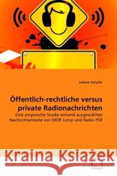 Öffentlich-rechtliche versus private Radionachrichten : Eine empirische Studie anhand ausgewählter Nachrichtentexte von MDR Jump und Radio PSR Schulze, Juliana 9783639312775