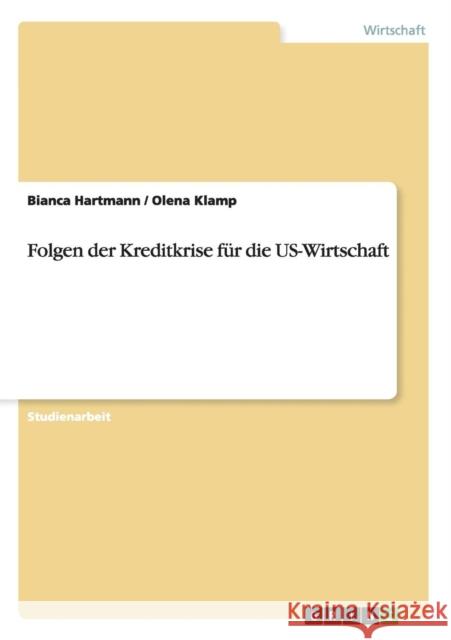 Folgen der Kreditkrise für die US-Wirtschaft Hartmann, Bianca 9783640123018 Grin Verlag