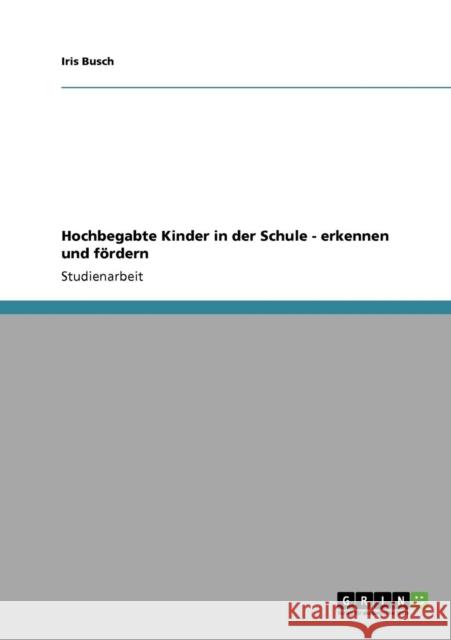 Hochbegabte Kinder in der Schule - erkennen und fördern Busch, Iris 9783640133949