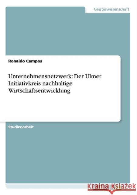 Unternehmensnetzwerk: Der Ulmer Initiativkreis nachhaltige Wirtschaftsentwicklung Campos, Ronaldo 9783640181179 Grin Verlag