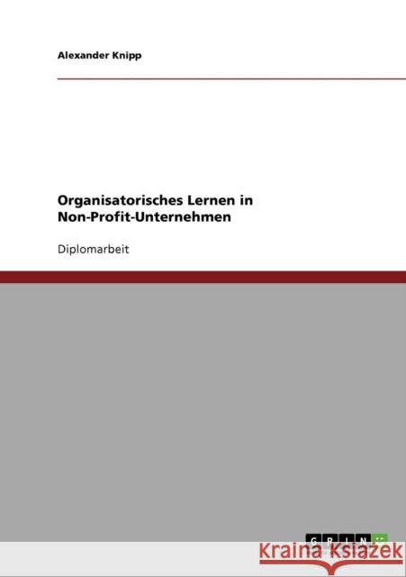 Organisatorisches Lernen in Non-Profit-Unternehmen Alexander Knipp 9783640198931 Grin Verlag