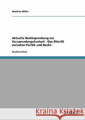 Aktuelle Rechtsprechung zur Versammlungsfreiheit - Das BVerfG zwischen Politik und Recht - Matthias Missler 9783640202812 Grin Verlag