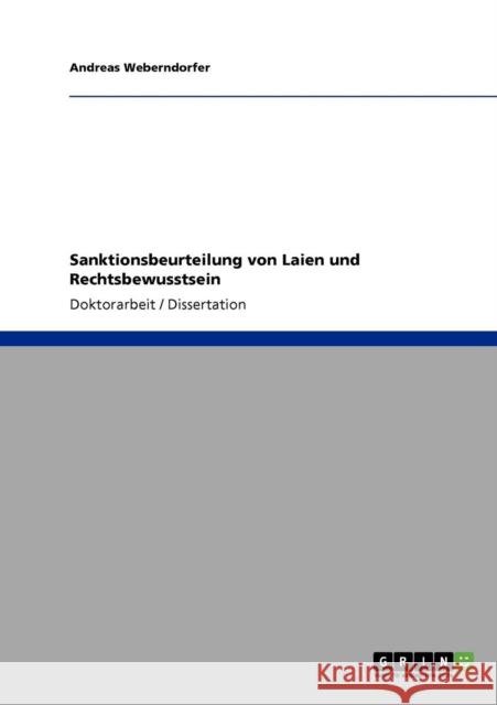 Sanktionsbeurteilung von Laien und Rechtsbewusstsein Andreas Weberndorfer 9783640233250 Grin Verlag