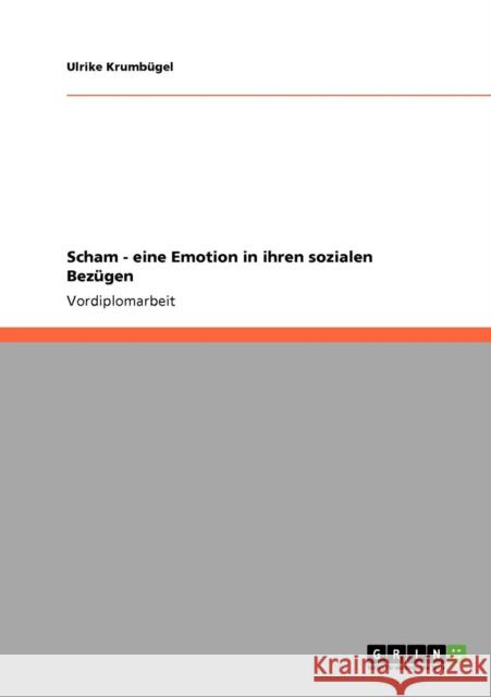 Scham - eine Emotion in ihren sozialen Bezügen Krumbügel, Ulrike 9783640259953 Grin Verlag