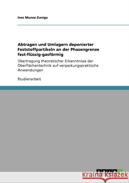 Abtragen und Umlagern deponierter Feststoffpartikeln an der Phasengrenze fest-flüssig-gasförmig: Übertragung theoretischer Erkenntnisse der Oberfläche Munoz Zuniga, Ines 9783640275441