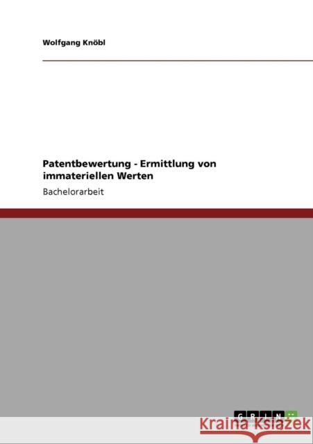 Patentbewertung - Ermittlung von immateriellen Werten Wolfgang K 9783640365128 Grin Verlag