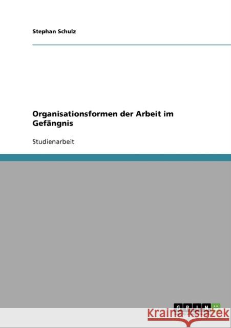 Organisationsformen der Arbeit im Gefängnis Schulz, Stephan 9783640381654 GRIN Verlag