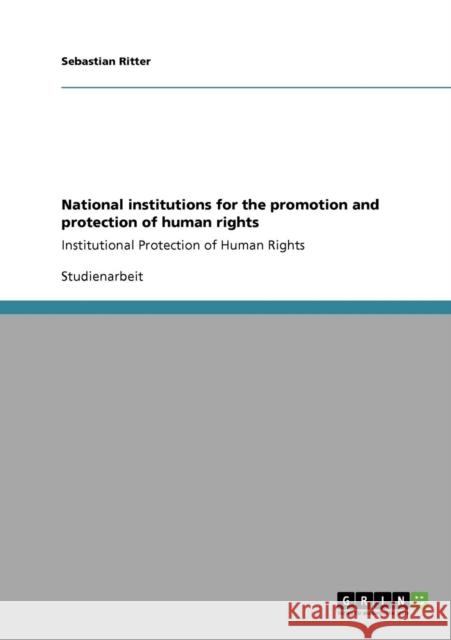 National institutions for the promotion and protection of human rights: Institutional Protection of Human Rights Ritter, Sebastian 9783640409907 Grin Verlag
