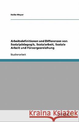 Arbeitsdefinitionen Und Differenzen Von Sozialpadagogik, Sozialarbeit, Soziale Arbeit Und Fursorgeerziehung Heike Meyer 9783640504688